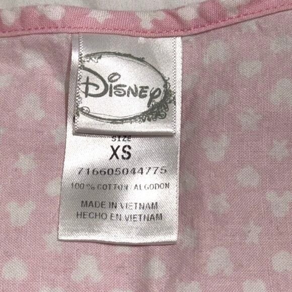 Disney Minnie Mouse Pink Heart Print XS T-Shirt 100% Cotton Made In Vietnam - Picture 8 of 8